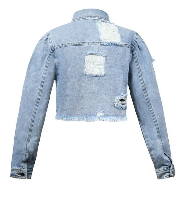 👖 Bold & Edgy: Cropped Denim Jacket – Streetwear Essential