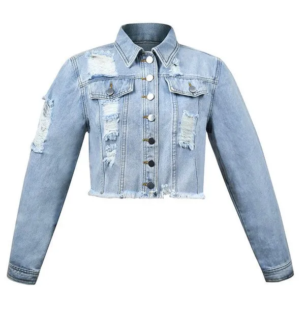 👖 Bold & Edgy: Cropped Denim Jacket – Streetwear Essential