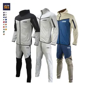 مجموعة ملابس رياضية كاجوال للرجال، سترة بغطاء رأس وسحاب، بدلة رياضية مخصصة للرجال .. Casual Sportswear Men's Sports Set Zip up Hoodie Custom Men Tracksuit Track Suit