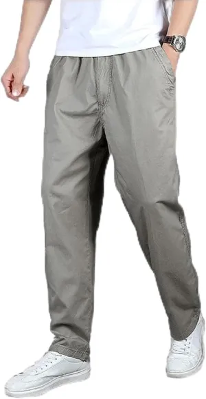 2025 Men's Casual Pants Loose Straight Leg Pants Elasticated Waist Cargo Pants