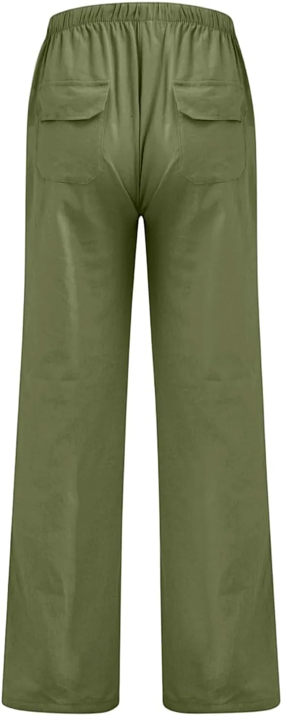 2025 Men's Summer Beach Pants Solid Color Comfortable Breathable Casual Daily Vacation Pants