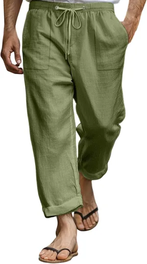 2025 Men's Summer Beach Pants Solid Color Comfortable Breathable Casual Daily Vacation Pants
