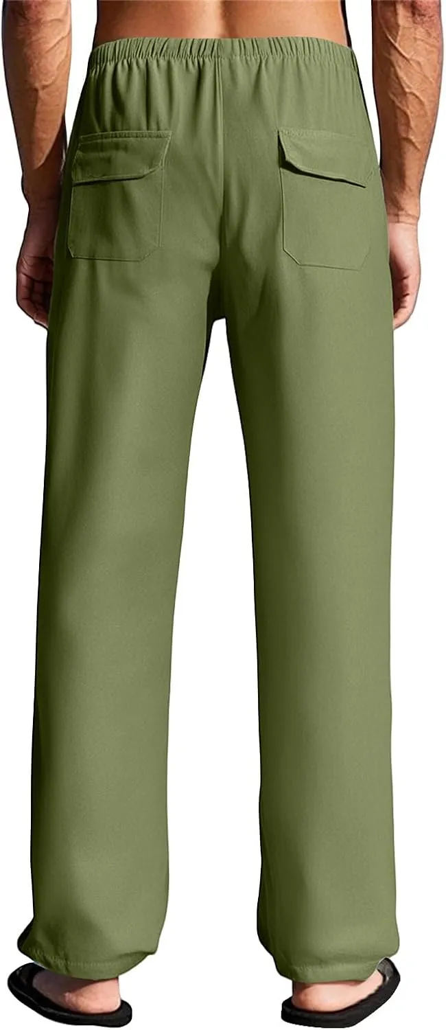 2025 Men's Summer Beach Pants Solid Color Comfortable Breathable Casual Daily Vacation Pants