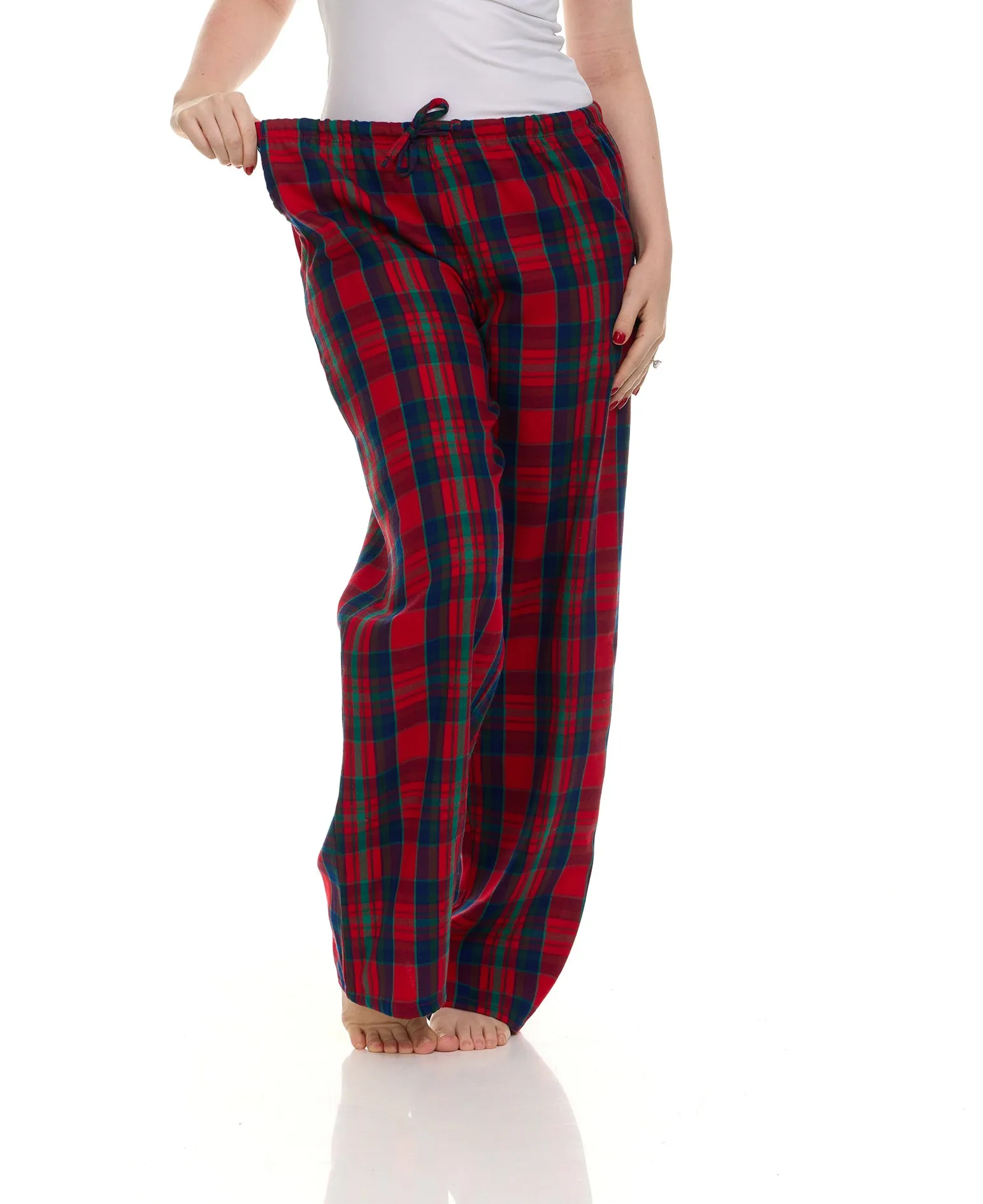 3 Pack Women's Cotton Flannel Plaid Drawstring Lounge Pants