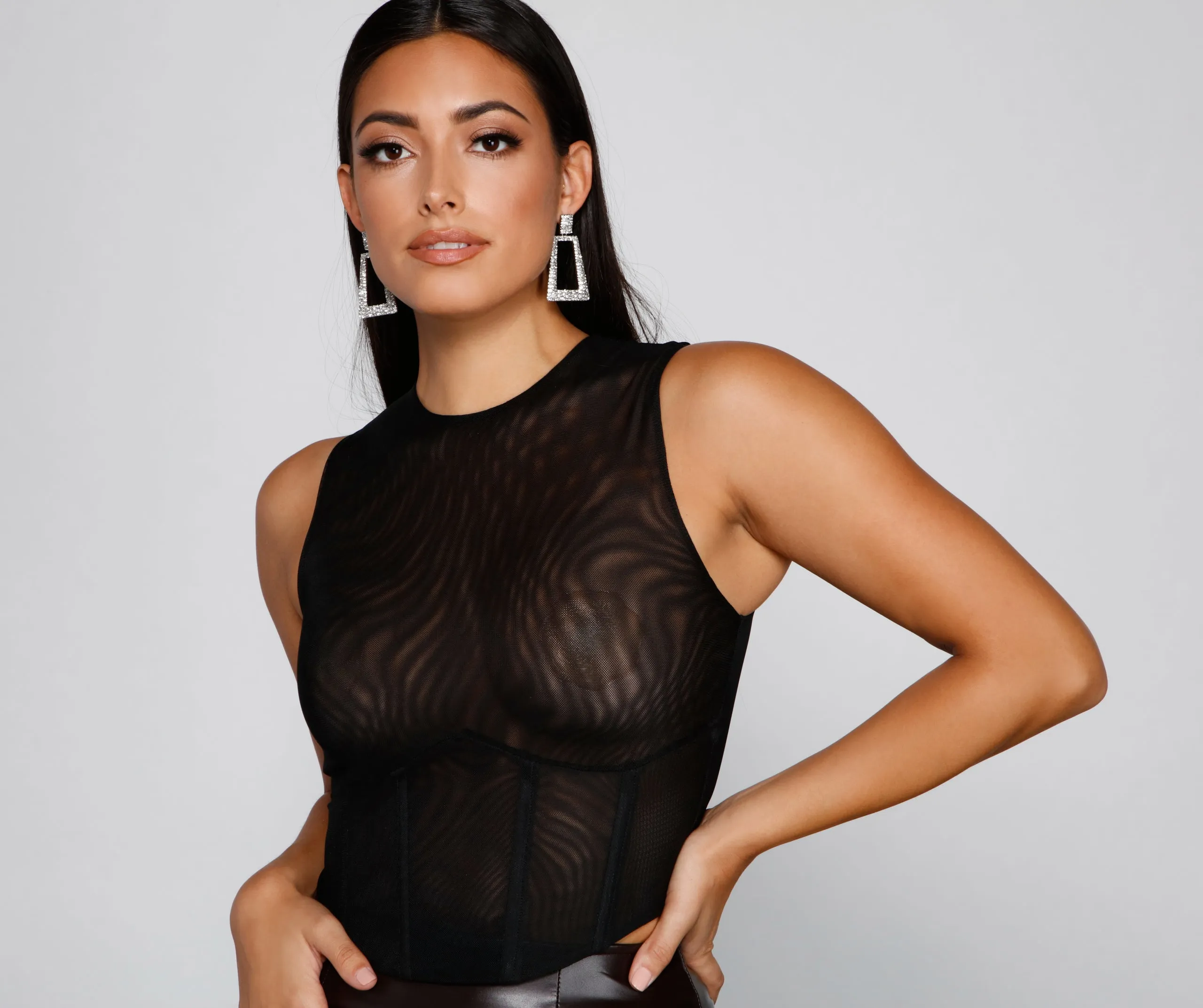 A Sultry Look Sheer Mesh Bustier
