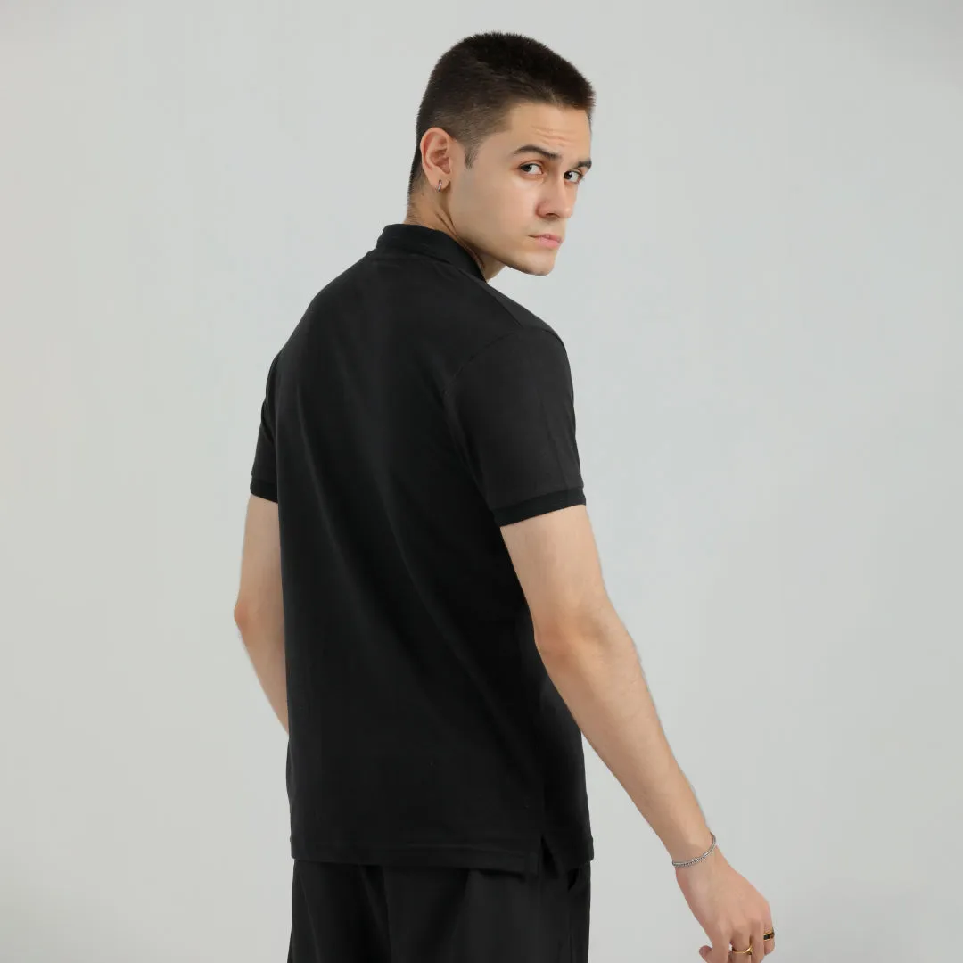 Abstract Black Classic Polo Shirt for Men