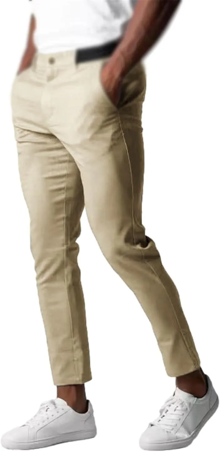 Active Chinos Pants Men, Comfortable Slim Fit Stretch Dress Pants Chinos Pants for Men