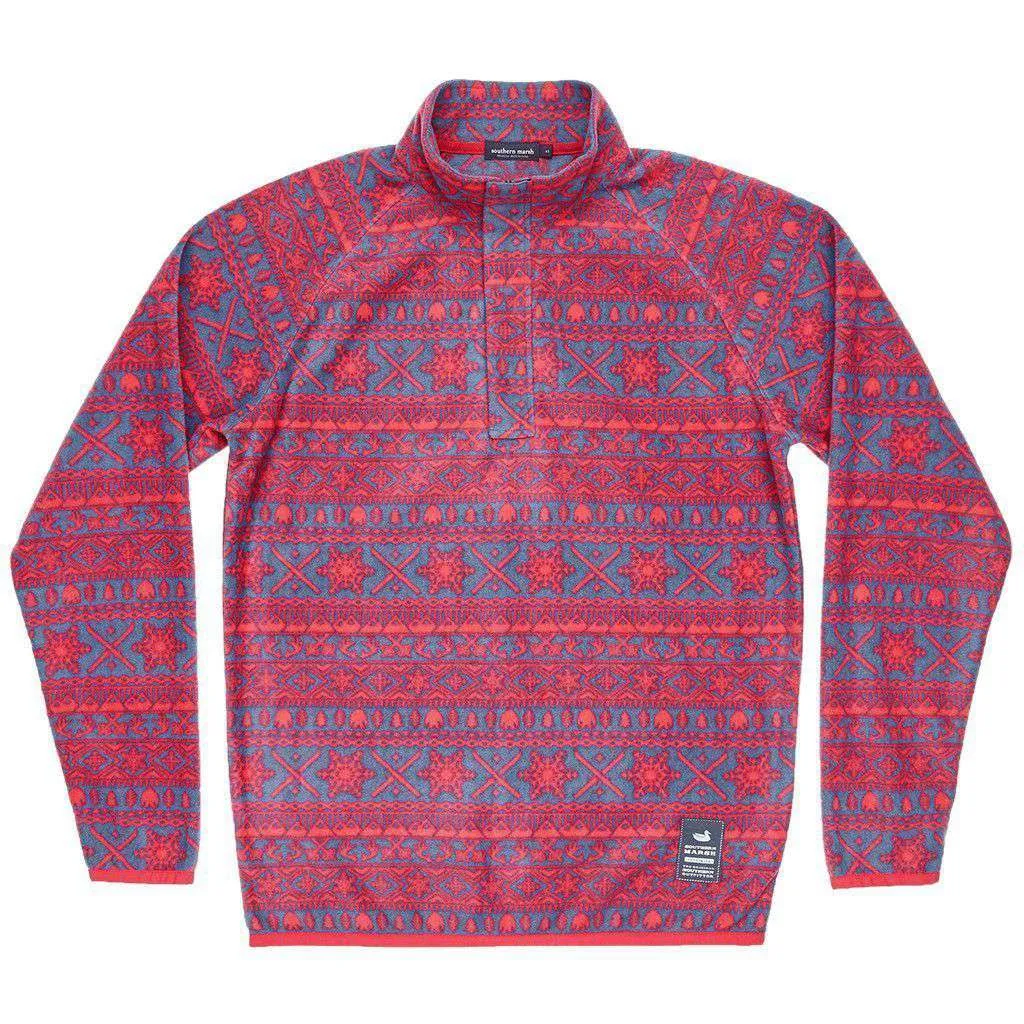 Alpine Fleece Pullover in Navy and Red by Southern Marsh