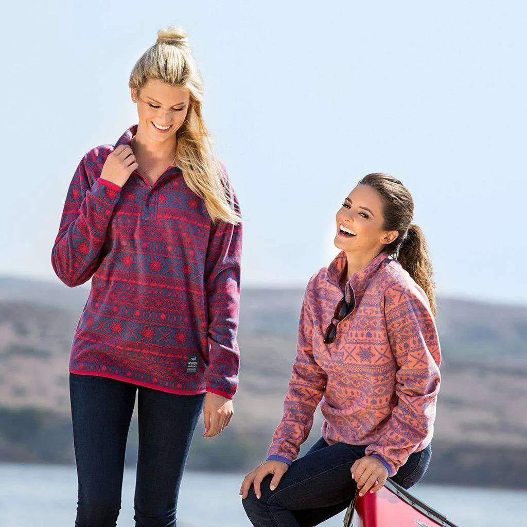 Alpine Fleece Pullover in Navy and Red by Southern Marsh