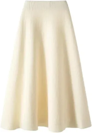 Autumn Knitted Pleated Skirt Women's Midi Elastic High Waist A-Line Sweater Skirt Female Winter Black Wool Long Skirt