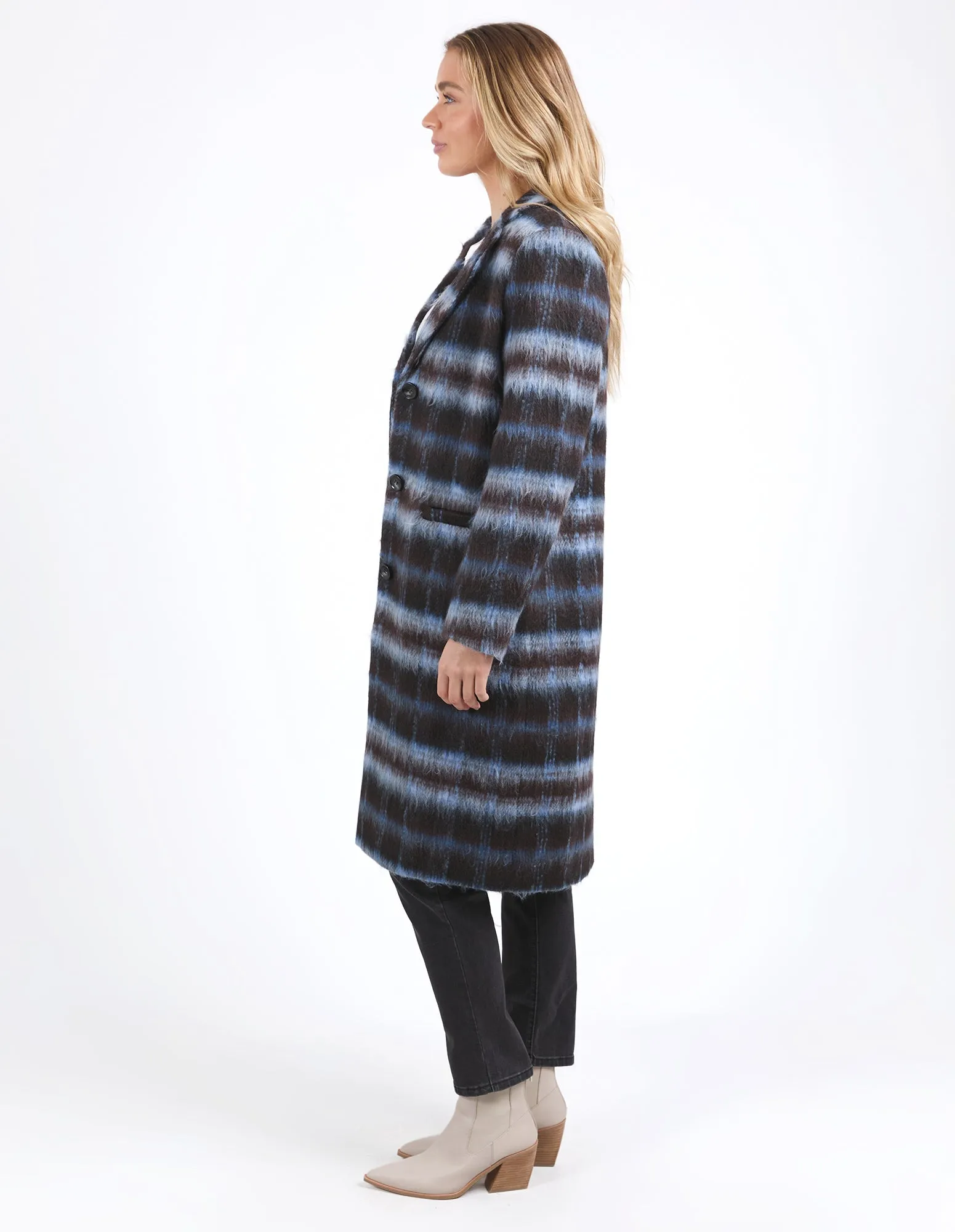 Bennett Coat - Chocolate/Blue Check