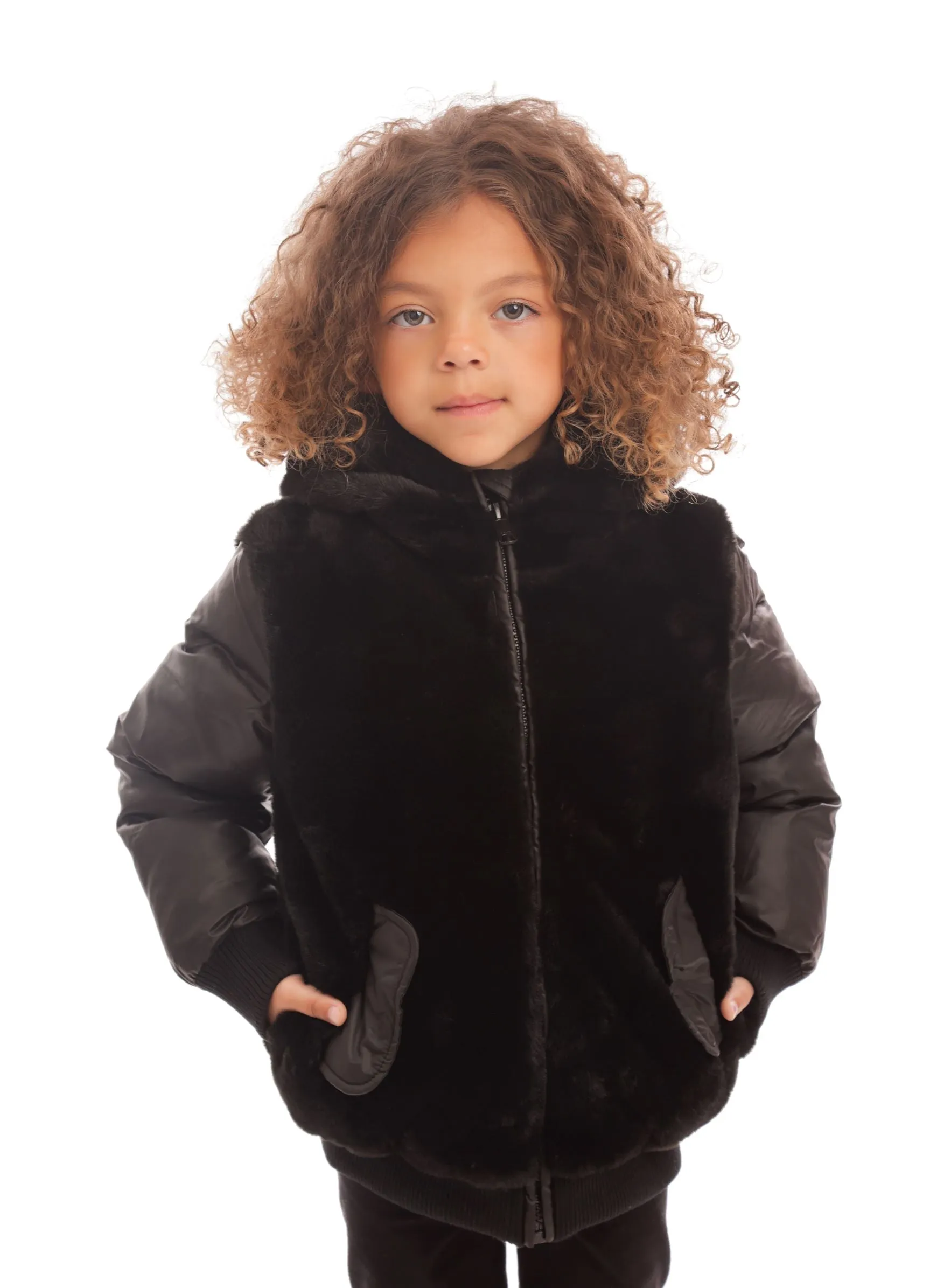 Big Girl’s Black Fur Jacket