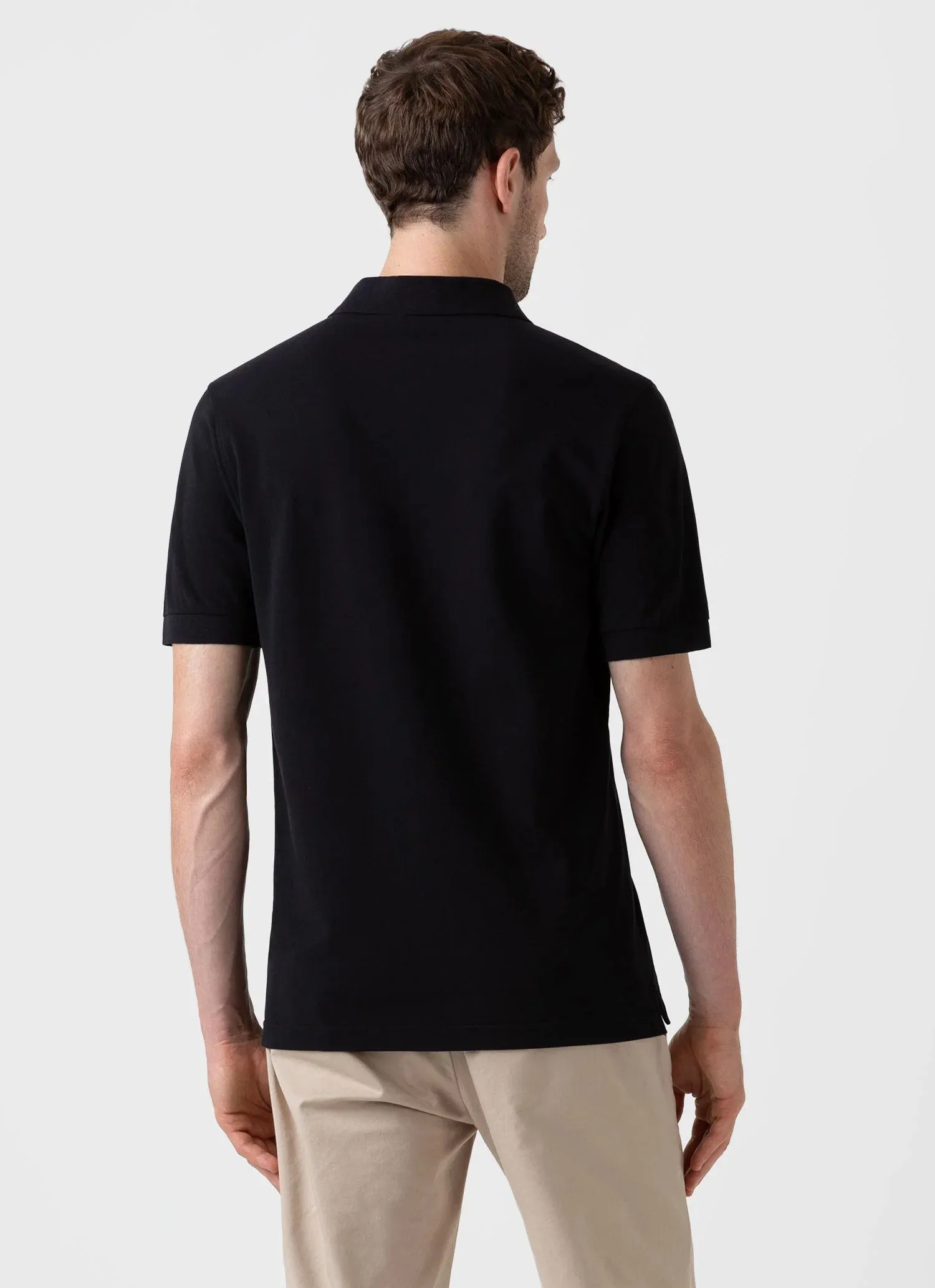 BLACK SUPER SOFT PIQUE KNIT REGULAR POLO SHIRT