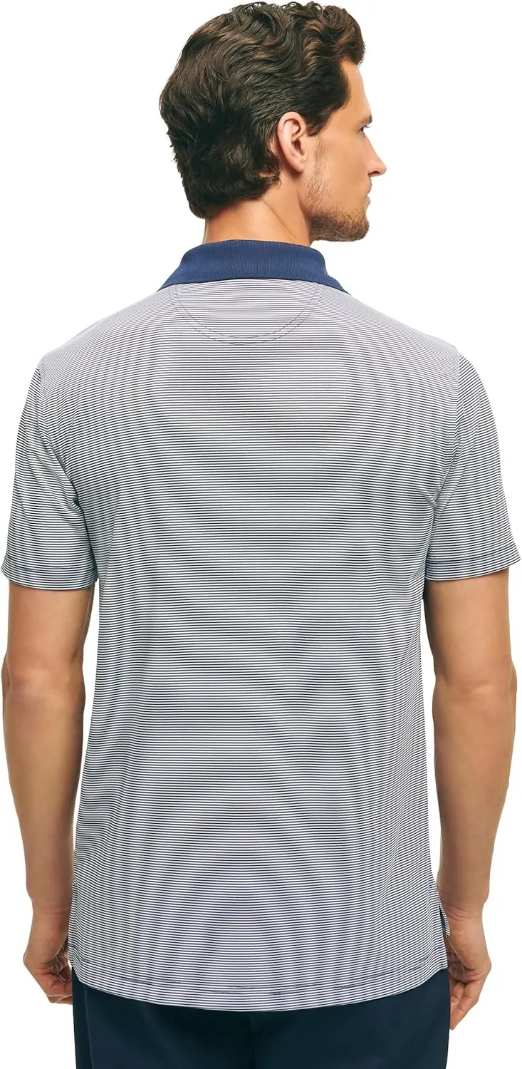 Brooks Brothers Men's Performance Stretch Short Sleeve Mini Stripe Golf Polo Shirt