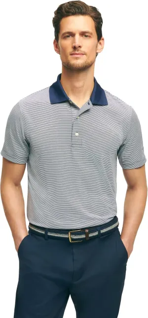 Brooks Brothers Men's Performance Stretch Short Sleeve Mini Stripe Golf Polo Shirt