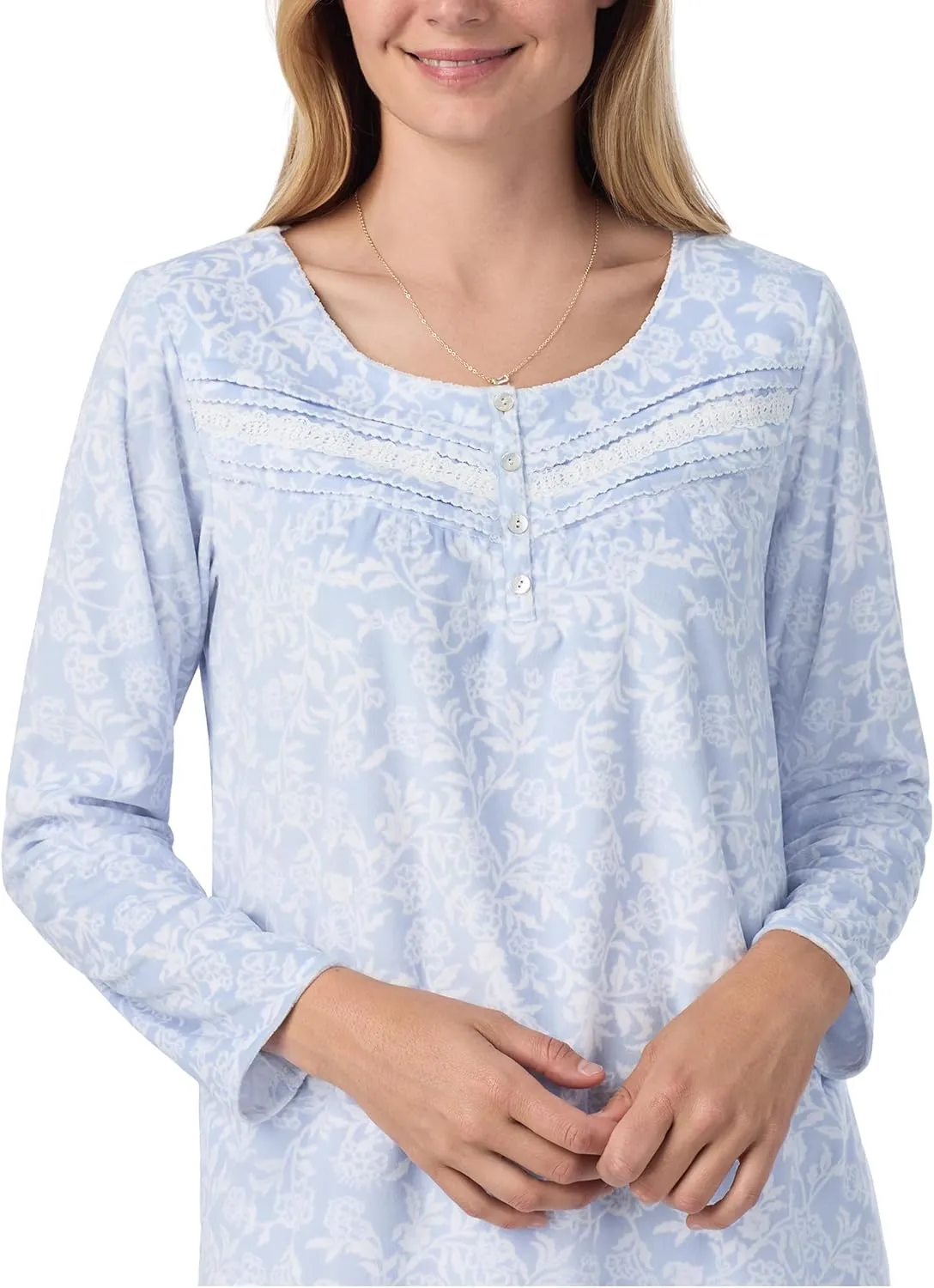 Carole Hochman Women's 2-Piece Fleece Pajama Set  Cozy Sleepwear with Elegant Lace Detail, Adjustable Waist, and Pockets