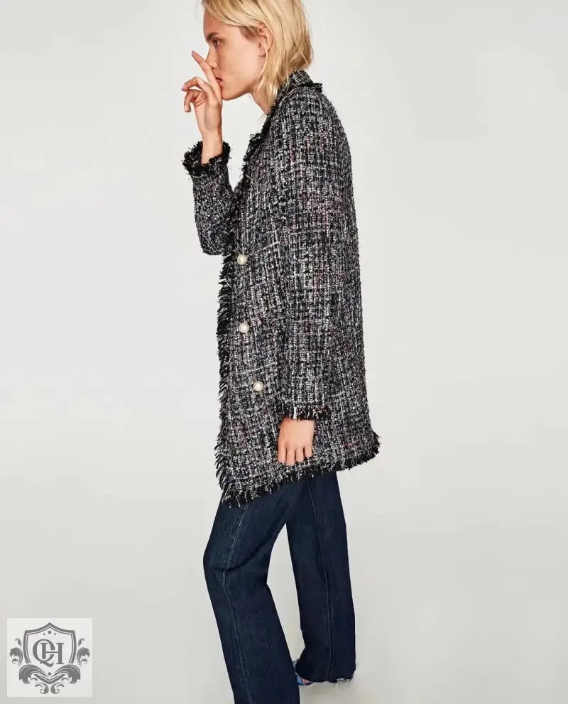 Checkered Mid-Length Coat