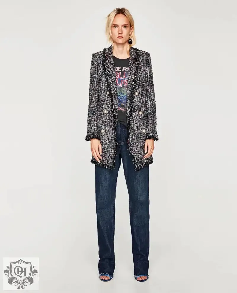 Checkered Mid-Length Coat