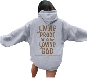 Christian Women's Oversized Blue Hoodie, Size Large