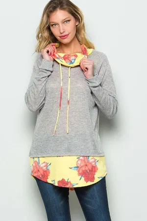 Color Block Funnel Neck Sweat Shirt
