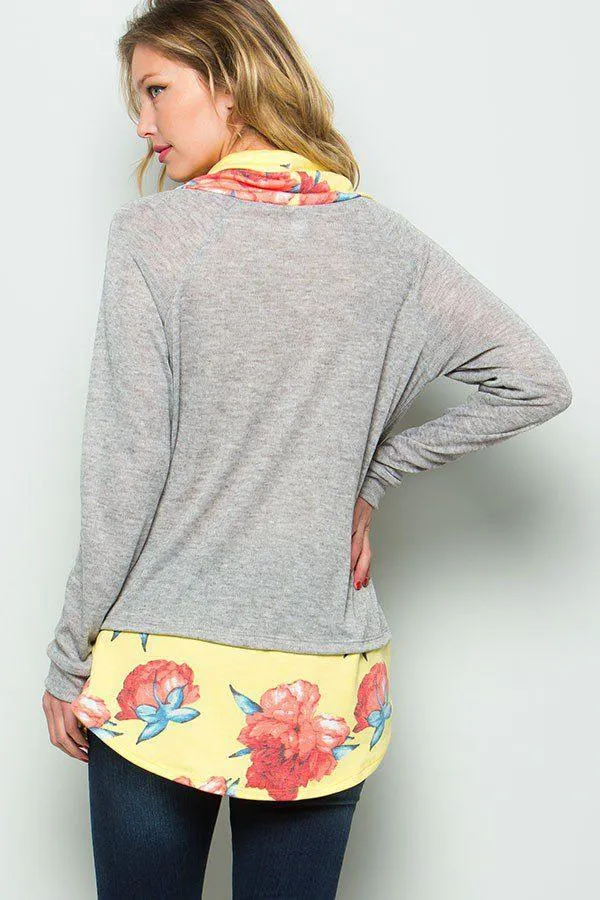 Color Block Funnel Neck Sweat Shirt
