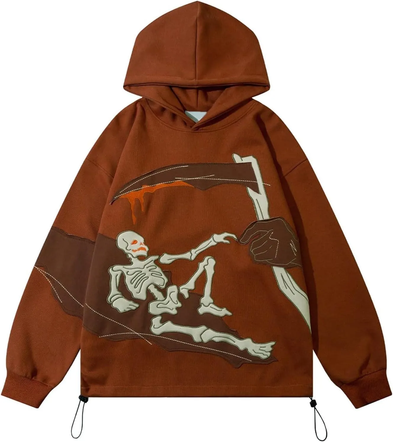 COOLMONAR Womens Skull Skeleton Graphic Hoodie Streetwear Print Causal Hooded Sweatshirts Top E-Girl 90s Aesthetic Jacket