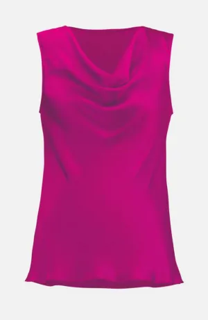 Cowl Neck Satin Sleeveless Top