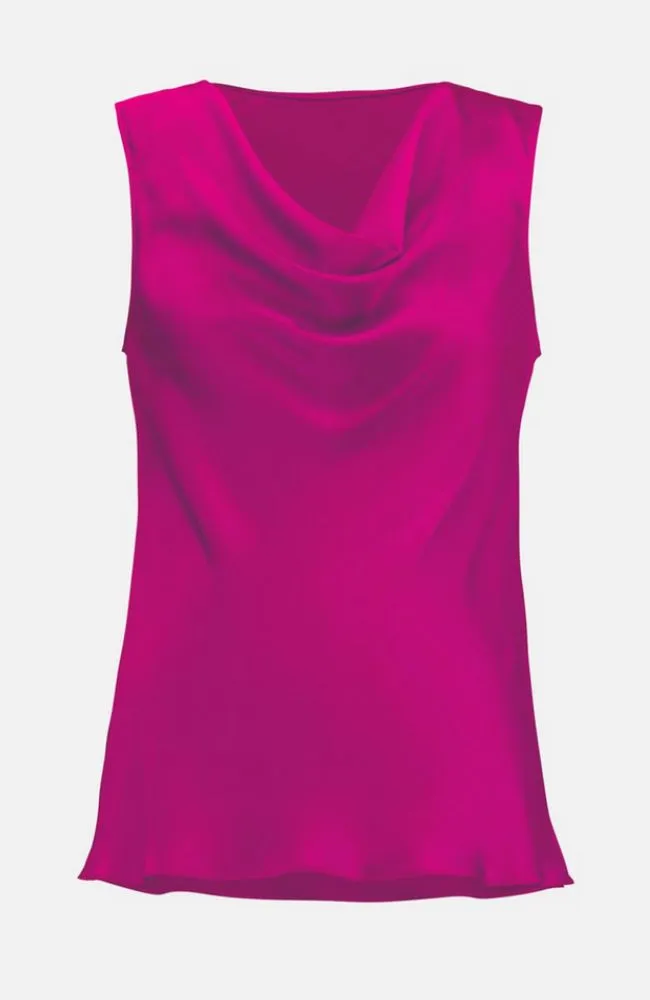 Cowl Neck Satin Sleeveless Top