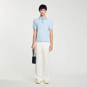Cross Knit Polo Square Cross Polo Shirt Bluesky