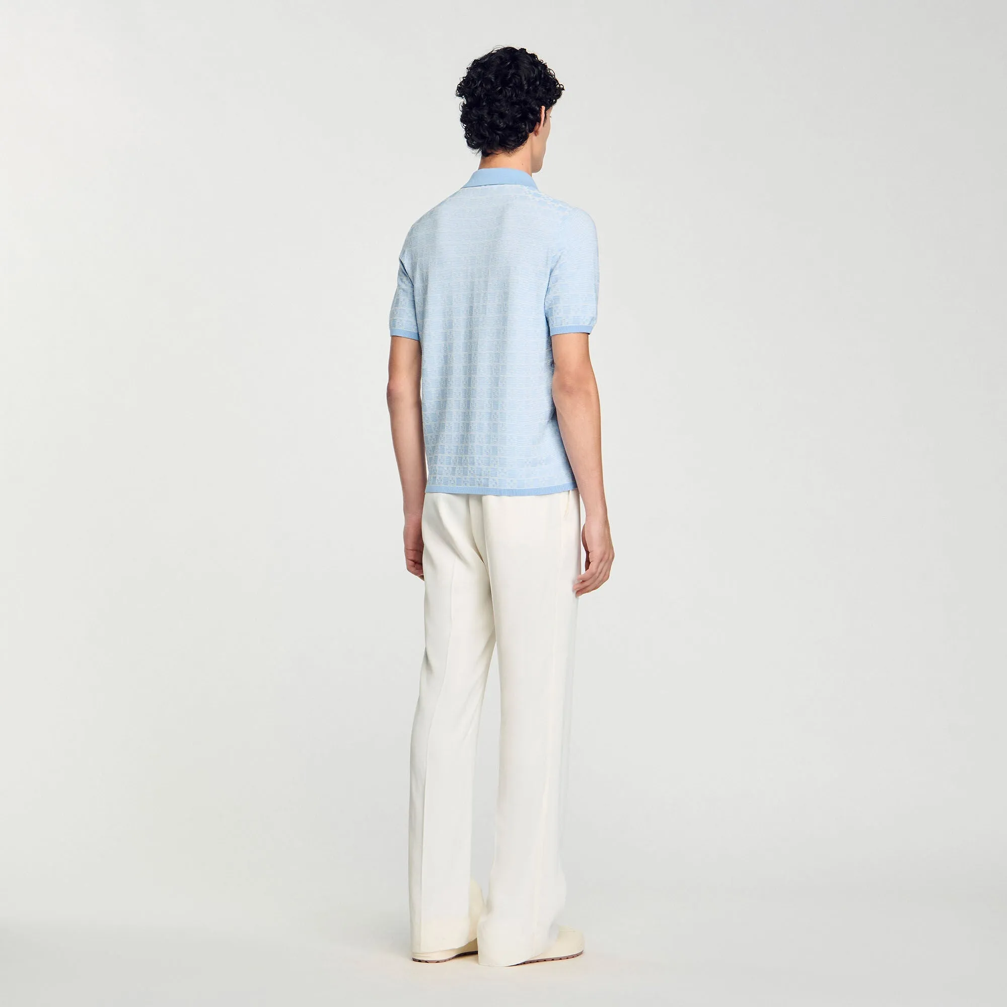 Cross Knit Polo Square Cross Polo Shirt Bluesky