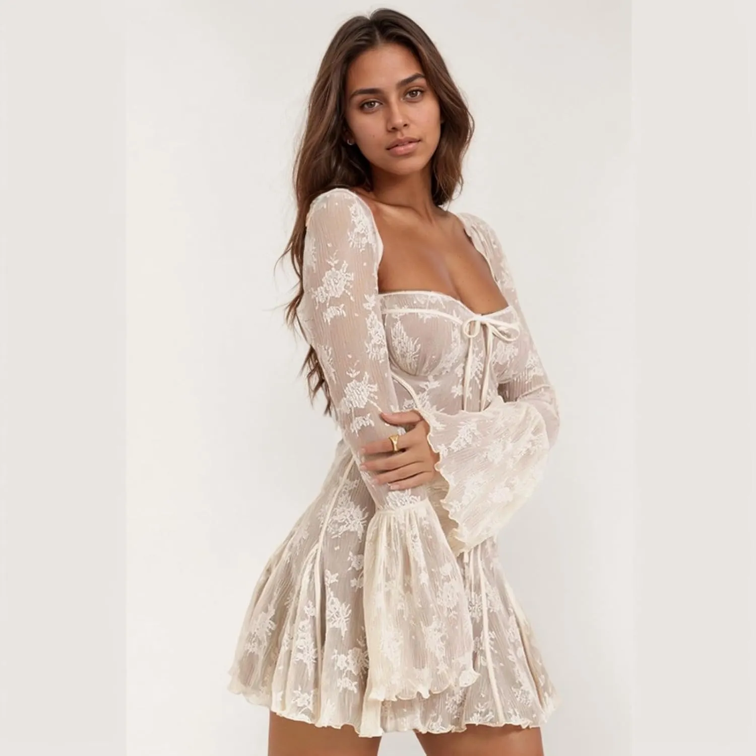 CUTEGAL Lace Coquette Floral Sexy Mini Fairy Corset Party Dress for Women
