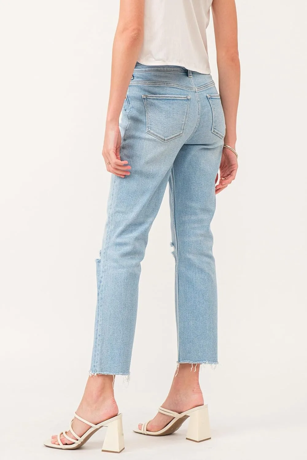 DEAR JOHN Jodi Women's Jeans Straight Leg High Rise Cropped Inseam
