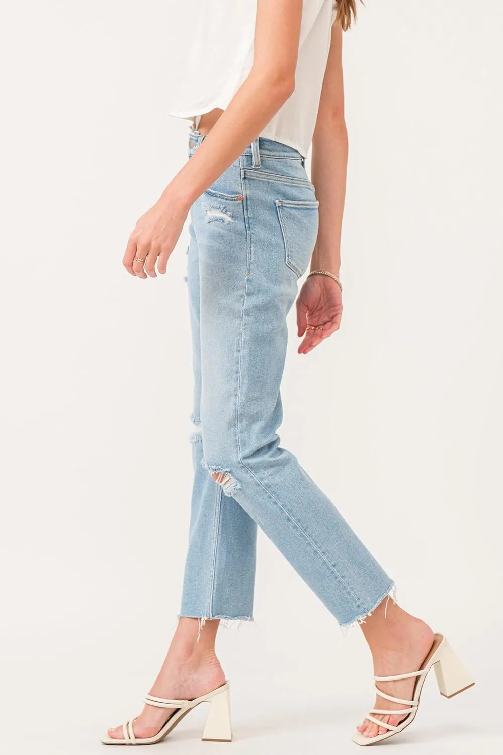 DEAR JOHN Jodi Women's Jeans Straight Leg High Rise Cropped Inseam