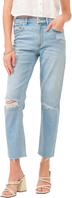 DEAR JOHN Jodi Women's Jeans Straight Leg High Rise Cropped Inseam