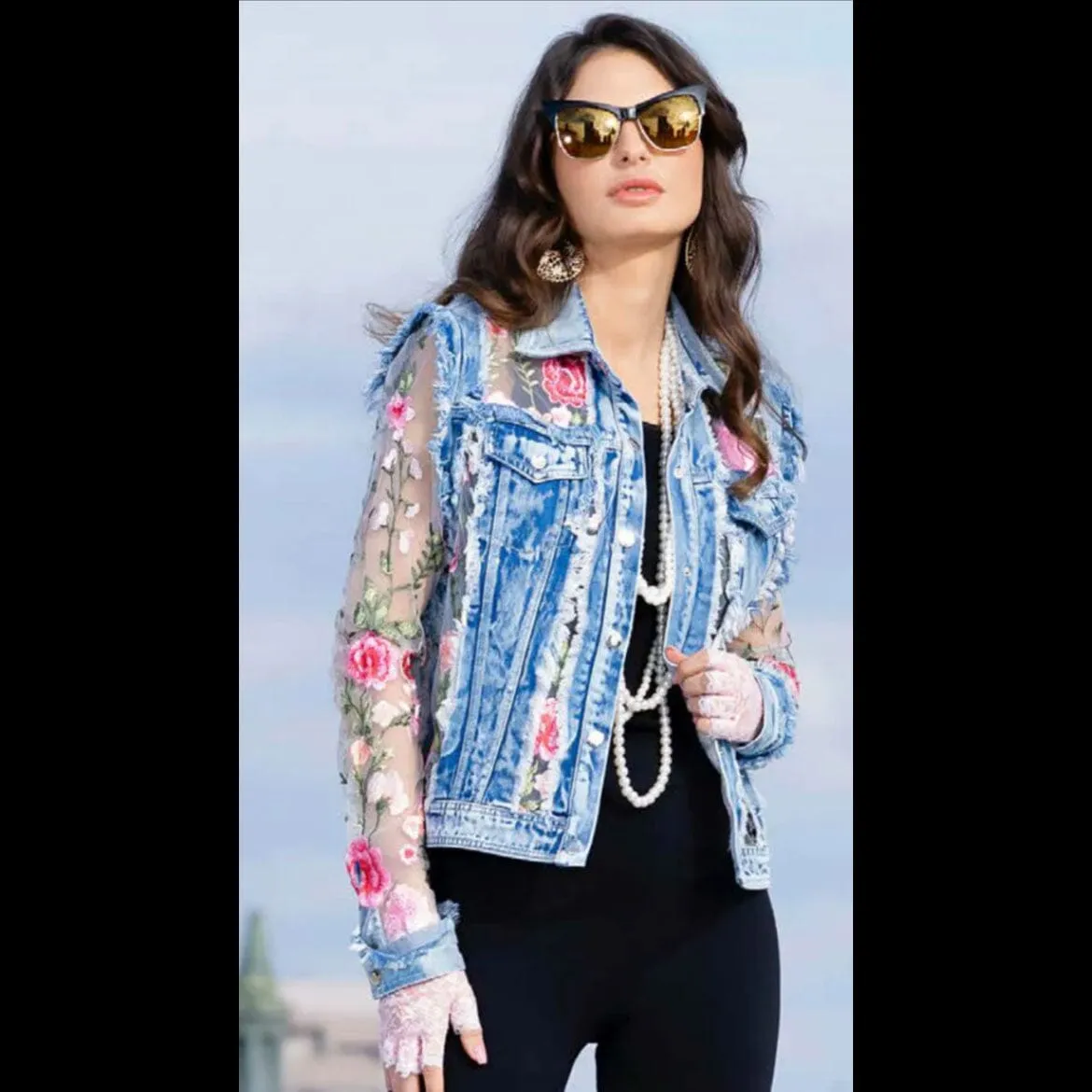 Denim/Lace Jkt - Pink - JAD1