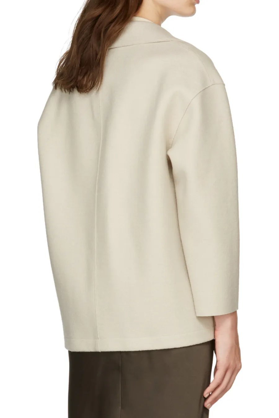 Dropped Shoulder Double Breasted Jacket Almond