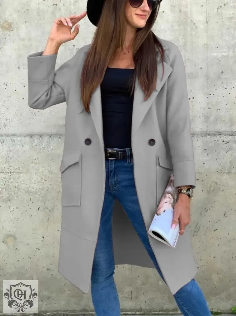 Elegant Solid Colour Coat