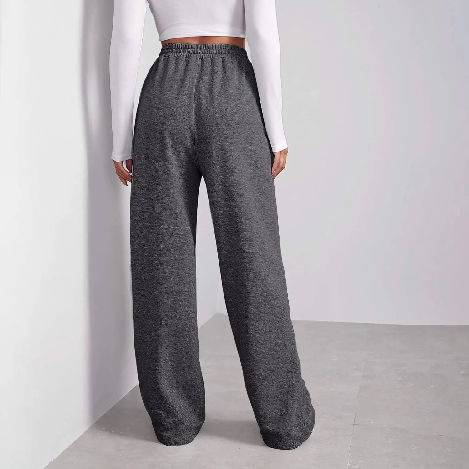 Fleece Lined Sweatpants Women Multi Pocket High Waist Cinch Bottom Jogger Pants Boyfriend Basic Cozy Cargo Sweat Pants
