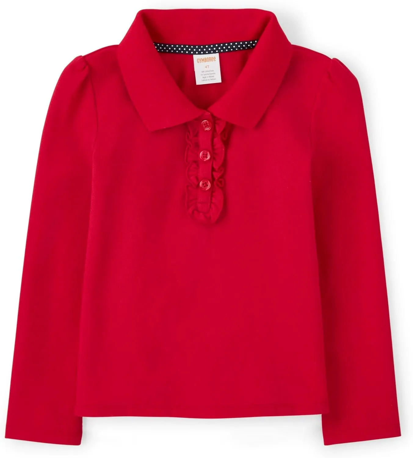 Gymboree Girls' and Toddler Long Sleeve Ruffle Polo Shirt Multipack