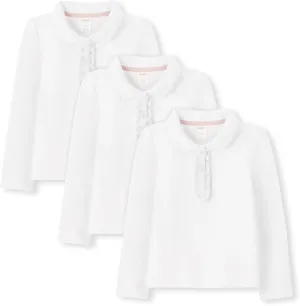 Gymboree Girls' and Toddler Long Sleeve Ruffle Polo Shirt Multipack