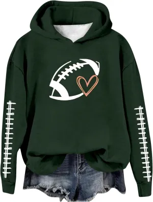 Hoodies for Women Oversized Football Hoodies for Women Graphic Print Sunday Sports Long Sleeve Sweatshirts 2024 Fall Athletic Casual Pullover Top Today 2024