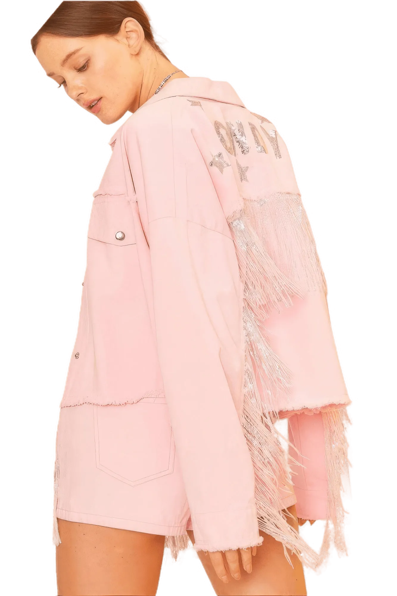 Howdy Sequin Fringe And Star Patches Jacket