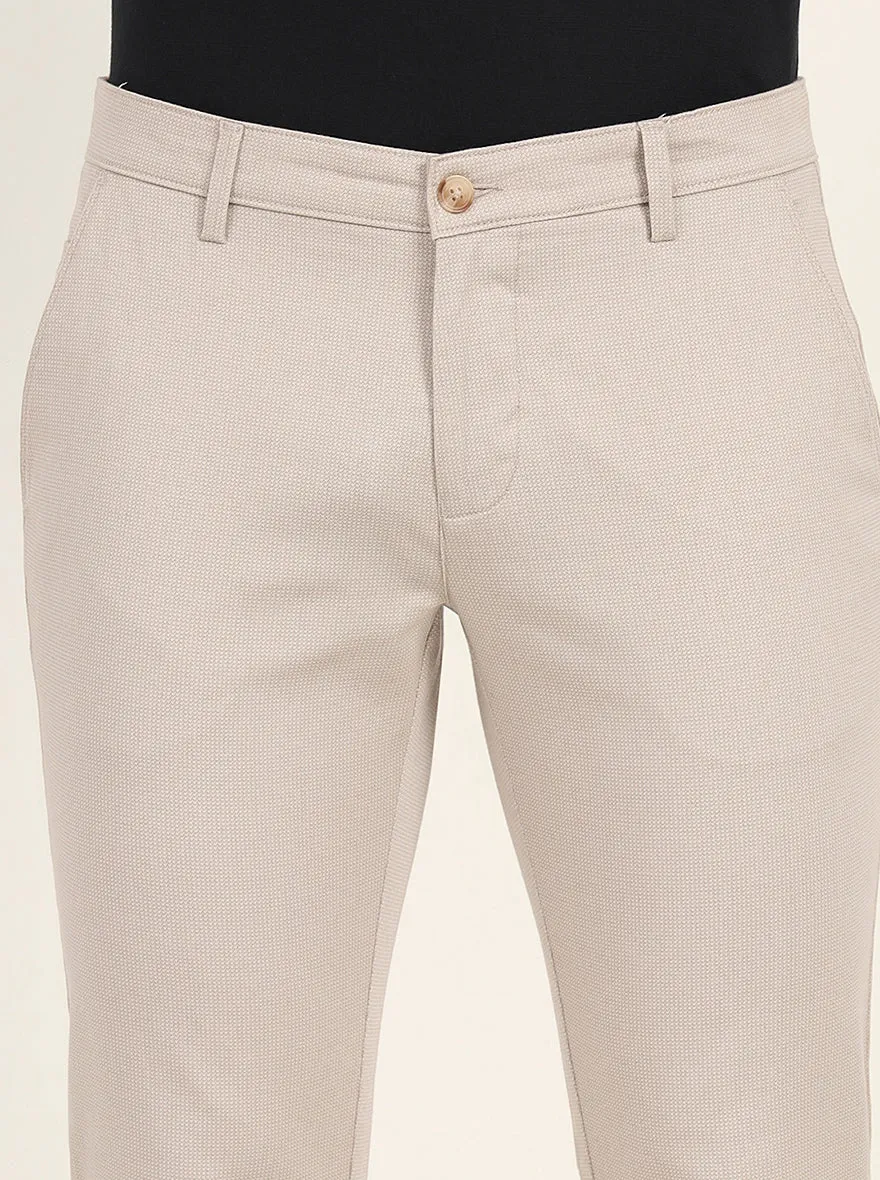 Light Grey Printed Super Slim Fit Casual Trouser | Greenfibre