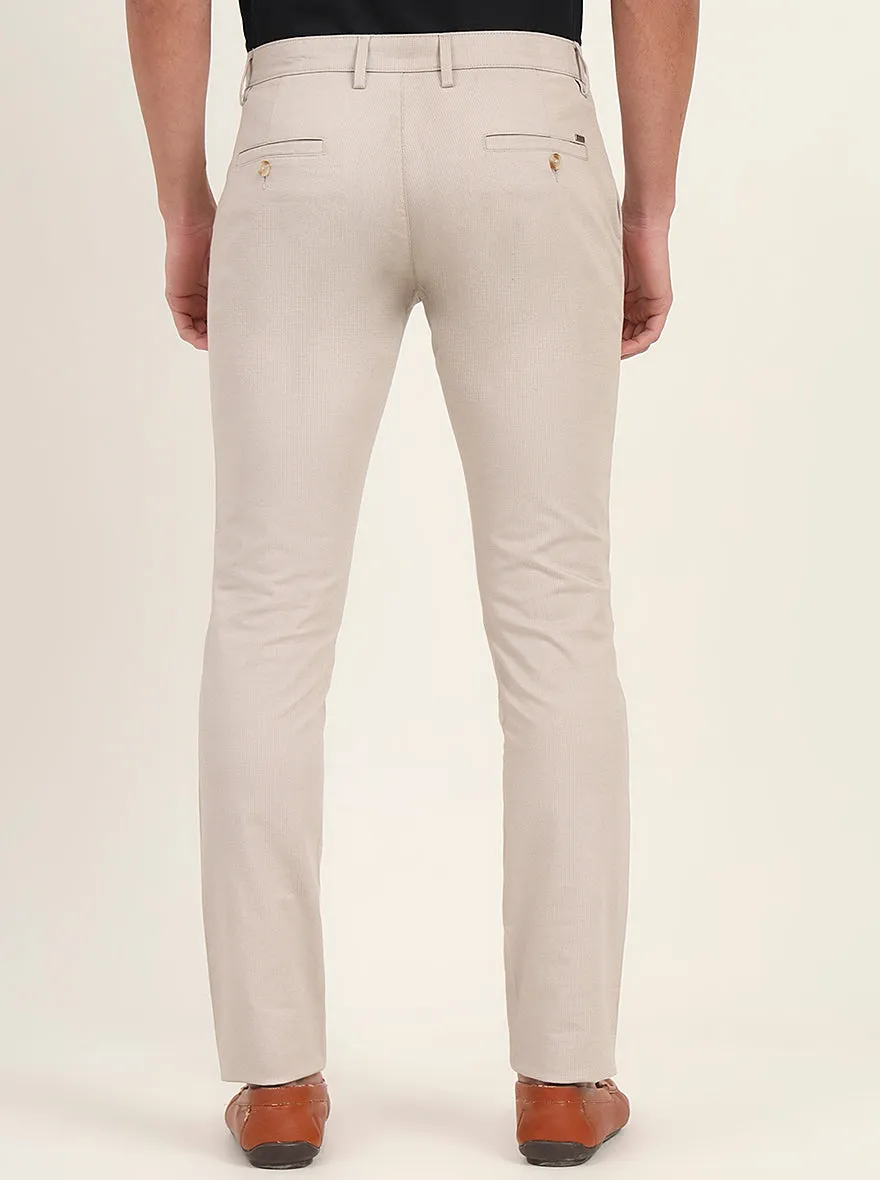 Light Grey Printed Super Slim Fit Casual Trouser | Greenfibre