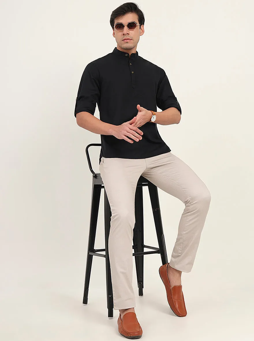 Light Grey Printed Super Slim Fit Casual Trouser | Greenfibre