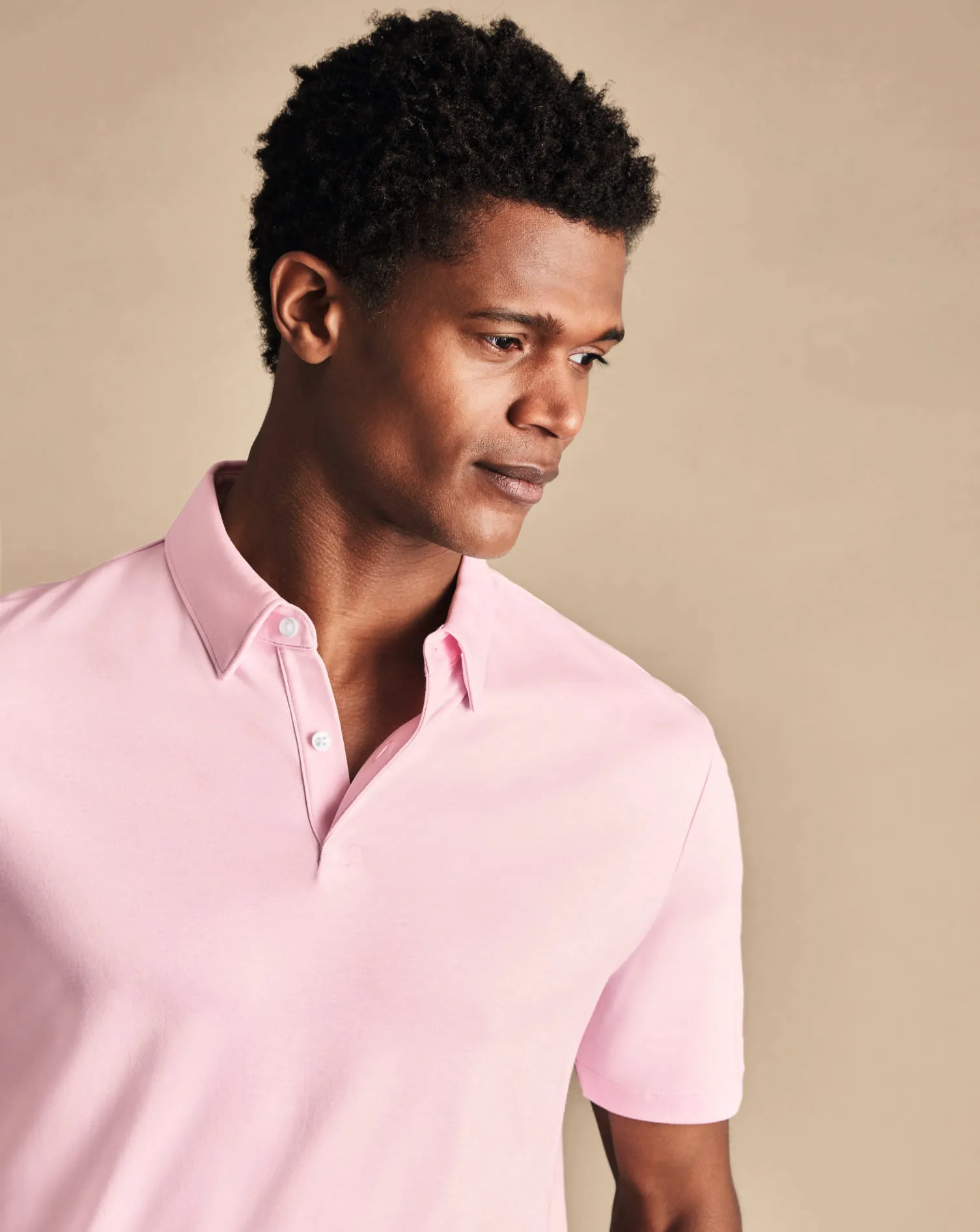 Light Pink Plain Short Sleeve Jersey Polo
