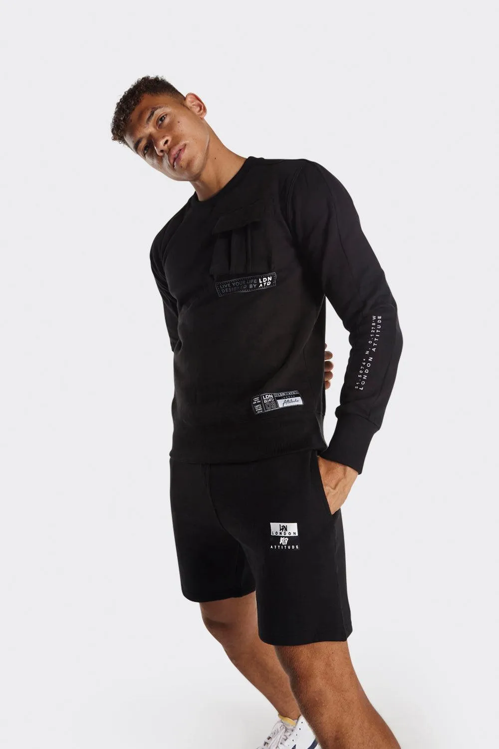 London Attitude Black Utility Pocket Sweatshirt