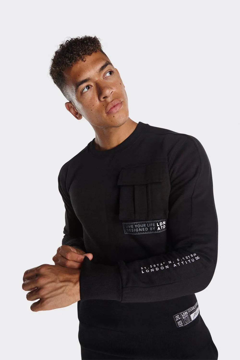 London Attitude Black Utility Pocket Sweatshirt