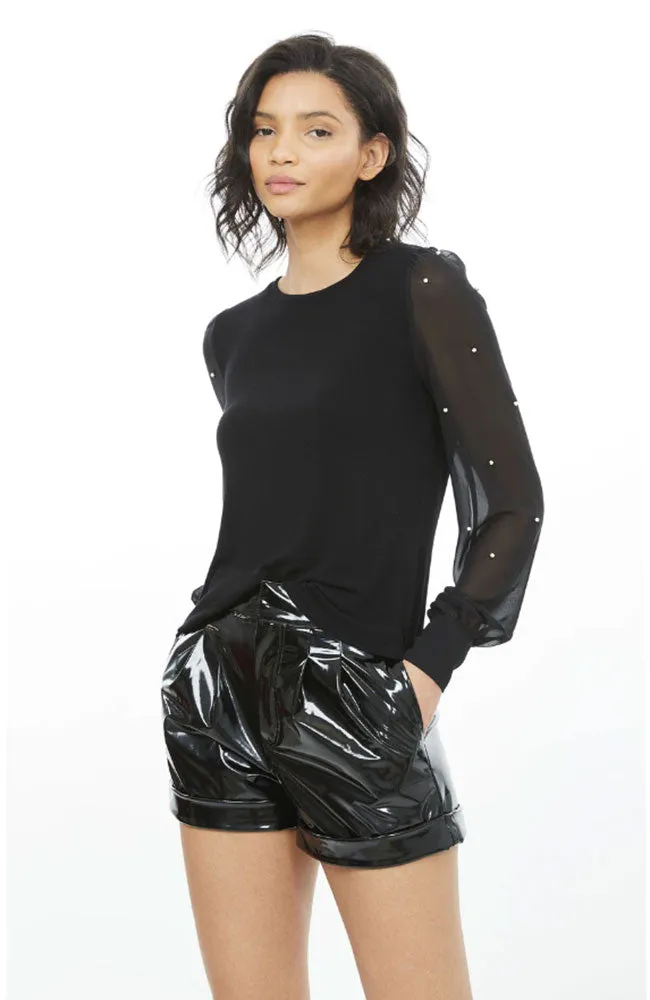 Melina Pearl Embellished Jersey Top