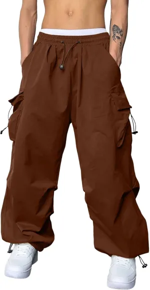 Men's Baggy Cargo Pants Casual Parachute Pants Cotton Elasticated Loose Fit Streetwear Multi Pockets